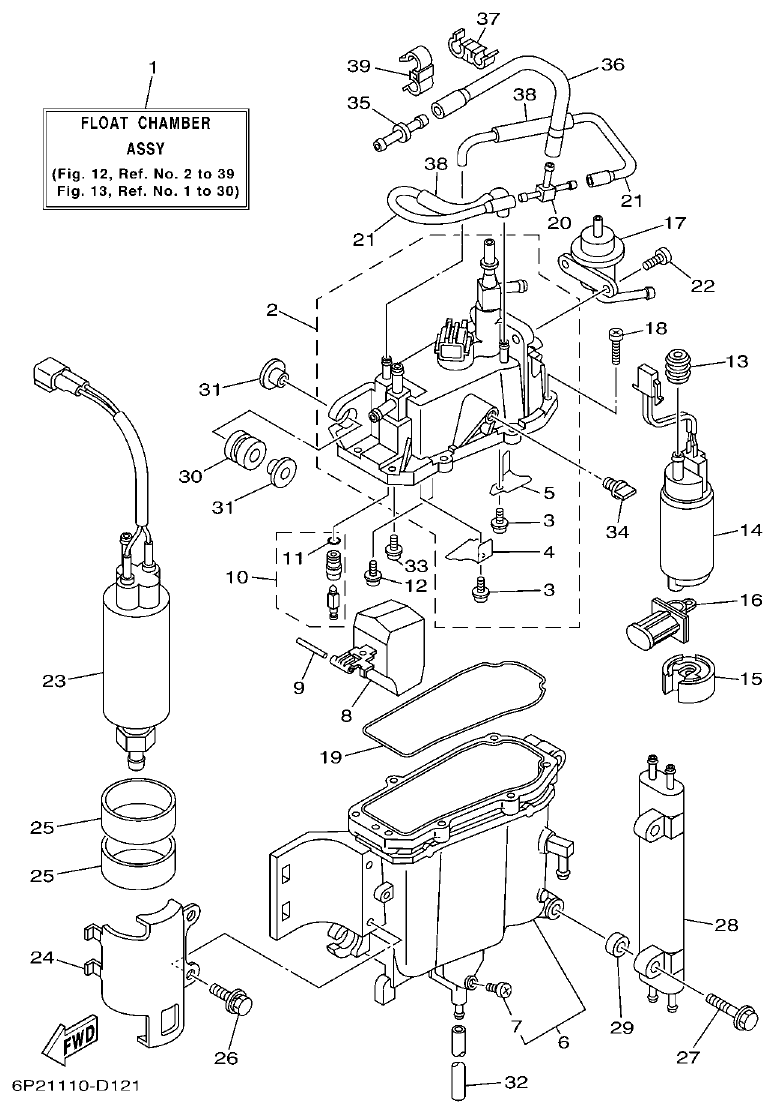 Yamaha F250AET, FL250AET, F250TR, LF250TR FUEL INJECTION PUMP 1 parts diagram